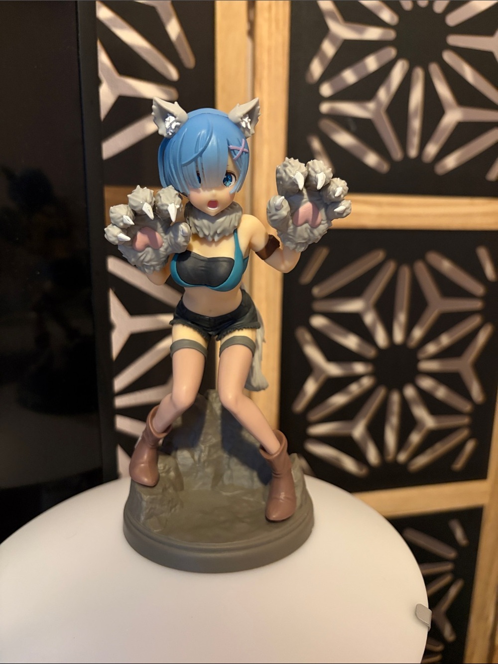 Blue-Haired Catgirl Figure with Paw Gloves